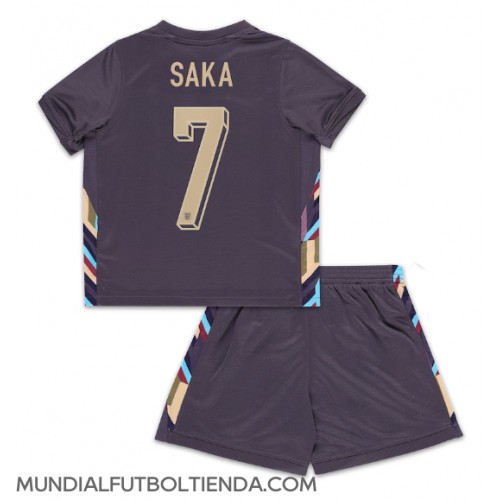 Camiseta Inglaterra Bukayo Saka #7 Segunda Equipación Replica Eurocopa 2024 para niños mangas cortas (+ Pantalones cortos)